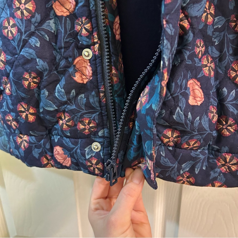 Anthropologie Gayla Quilted Blue Jacket Floral Bohemian Saturday Sunday Sz Lg - Picture 8 of 11